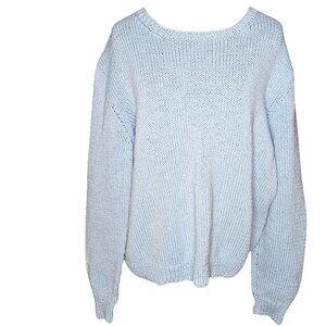 Unisex coastalcore fisherman boat neck hand knit long sleeve light blue sweater